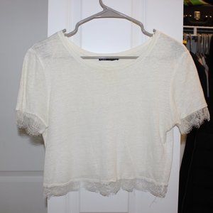 Zara White Top with Lace Sleeves